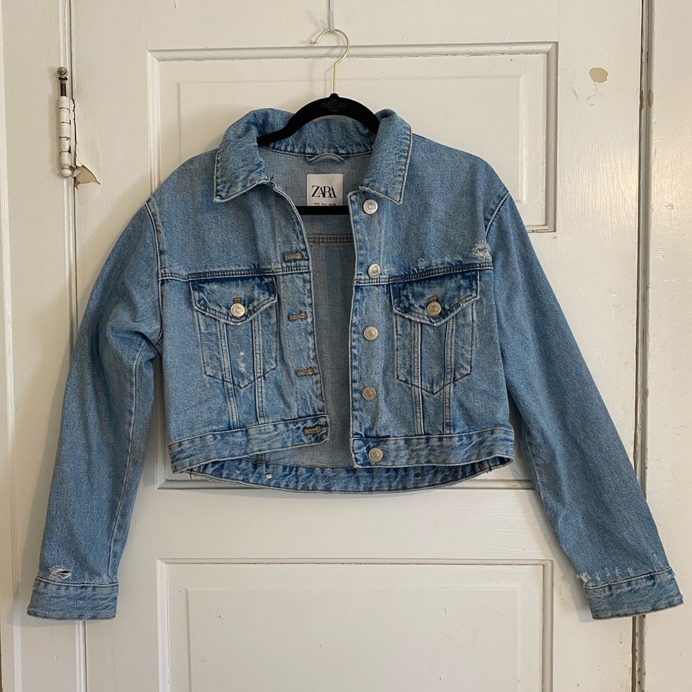 Zara cropped oversize jean jacket